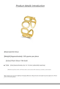 Spécifications détaillées de bague en argent S925 avec motifs géométriques en or 18K