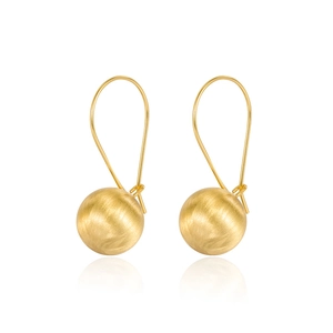 Minimalist S925 sterling silver golden brushed ball earrings with sleek hook design