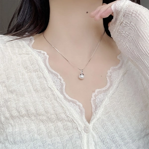 Baroque natural pearl pendant necklace with S925 sterling silver snake chain for women