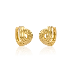 Minimalist S925 sterling silver twisted geometric hoop earrings in polished gold finish