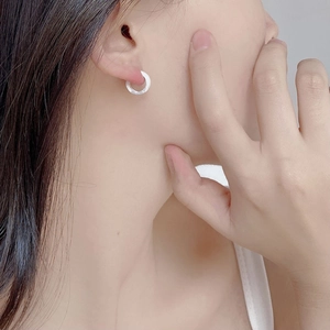 Elegant 925 sterling silver hoop earrings with brushed metal finish for women