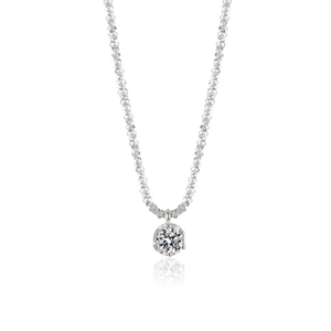 Collier en argent sterling S925 minimaliste avec pendentif diamant vert et chaîne à perles