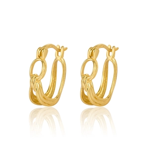 French minimalist gold-plated S925 sterling silver hollow double hoop earrings for women