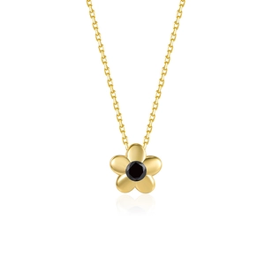 Minimalistische 925 Sterlingsilber Gänseblümchen Halskette Für Damen Einfacher Schwarzer Strass Blumen Anhänger Modeschmuck