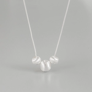 925 Sterling Silver Brushed Triple Sphere Pendant Necklace For Women Minimalist Snake Bone Chain Light Luxury Fine Jewelry