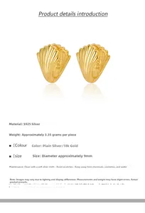 Macro shot of S925 sterling silver shell earrings with detailed ribbed texture and specs