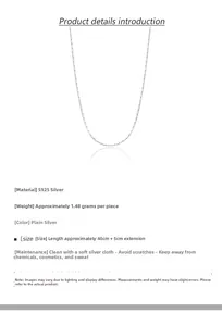 Detailed view of S925 sterling silver box chain with 40+5cm length and secure clasp