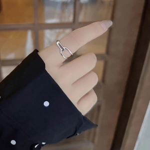 Minimalistischer 925 Sterling Silber geometrischer Hufeisenring für Damen