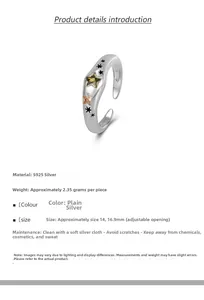 Detail of S925 sterling silver star ring featuring green zircon and enamel elements