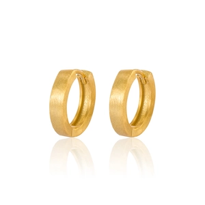 Minimalist 925 sterling silver hoop earrings with a brushed matte gold finish