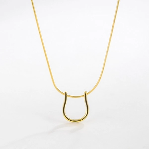 Collier Pendentif Fer à Cheval en Argent Sterling 925 pour Femmes Élégant Chaîne Serpent Plaqué Or 18K Bijoux Ras du Cou
