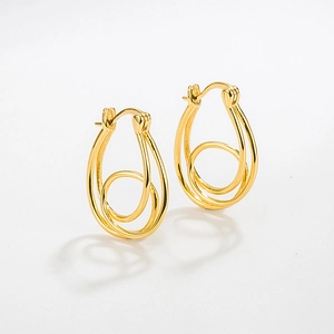 925 Sterlingsilber Gedrehter Knoten Ohrringe Französisch Vintage Gold Silber Plattiert Unregelmäßige Creolen Ohrstecker Damen