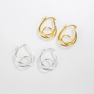 Minimalistische S925 Sterlingsilber Knoten-Ohrringe in Gold- und Silber-Ausführung