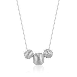 Minimalist S925 sterling silver necklace with three brushed cylindrical metal beads