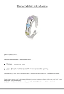 Detail view of S925 sterling silver wavy ring with colorful zircon stones and specs