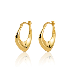 Minimalist S925 sterling silver geometric U-shaped hoop earrings with gold finish
