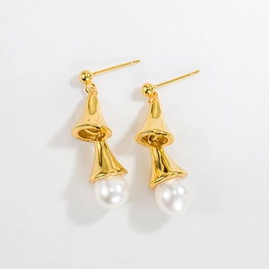 Boucles d'Oreilles Künstliche Perles Muguet Élégantes Avec Tige en Argent Sterling 925 Or Argent Bijoux Vintage pour Femmes