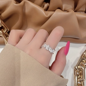 Irregular S925 sterling silver lava ring with minimalist ripple texture for women