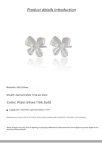 Spécifications détaillées des boucles d'oreilles fleur de gardénia en argent S925