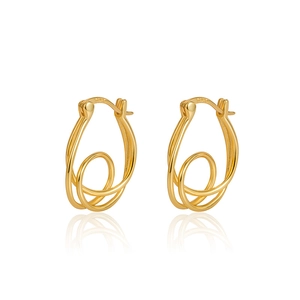Elegante 18K vergoldete S925 Sterling Silber Knotenknoten Creolen für Damen