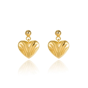 Vintage S925 Sterling Silver Heart Stud Earrings For Women Minimalist Textured Gold Silver Plated Jewelry Accessories Gift