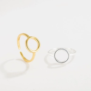 Minimalist S925 sterling silver open rings in gold and silver finish with adjustable bands