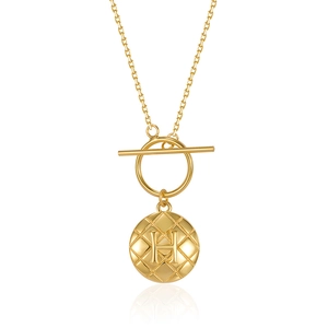 925 sterling silver gold-plated mesh H letter pendant necklace with toggle clasp