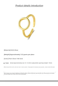 Detailed view showing the S925 silver hallmark and 1.52g weight of the gold open ring