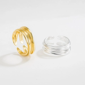 Minimalist S925 sterling silver multi-layer intertwined open ring for women