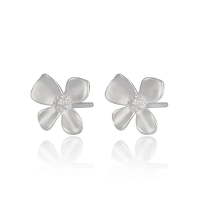 Boucles d'oreilles fleurs de gardénia en argent sterling S925 avec pétales mats
