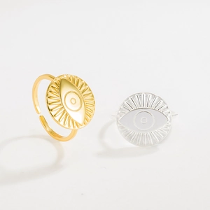 Vintage S925 sterling silver evil eye rings in gold and silver with adjustable open bands