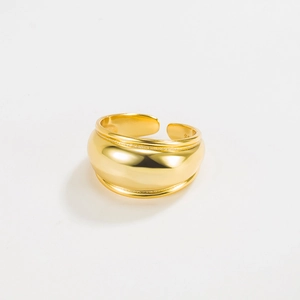 Minimalist S925 Sterling Silver Open Ring For Women Adjustable Smooth Wide Dome Finger Ring Korean Fashion Jewelry Gift