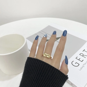 Bague ajustable en argent sterling S925 dorée avec un design de nœud multicouche