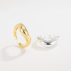 Minimalistische S925 Sterling Silber Wellenringe in Gold und Silber mit offener Form