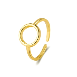 Minimalist S925 sterling silver gold-plated open ring with hollow circular design