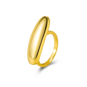 Gold plated 925 sterling silver ring with smooth oval surface in a minimalist design