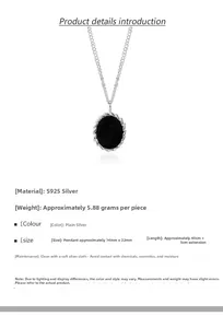 Vista dettagliata della collana ovale in smalto nero argento S925 con texture a corda
