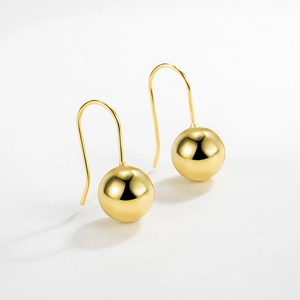 Minimalist 925 Sterling Silver Ball Drop Earrings For Women 18K Gold Plated Round Bead Hook Dangle Earrings Korean Fashion Jewelry