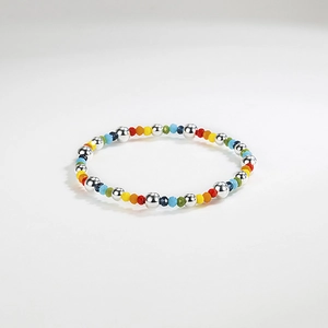 Korean Style Multicolor Rainbow Handmade Beaded Bracelet S925 Sterling Silver Niche Design Bestie Jewelry For Women Gift