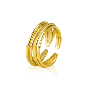 Minimalist S925 sterling silver multi-layer intertwined open ring in golden finish
