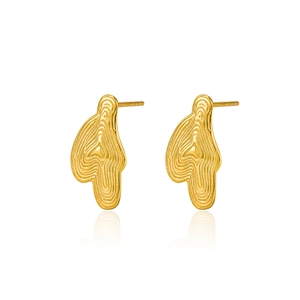 Minimalistische S925 Silber Gold Ohrringe mit künstlerischer unregelmäßiger Wellentextur