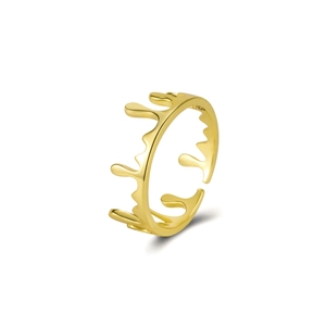 Anello aperto a corona in argento sterling S925 a goccia di lava placcato oro 18K