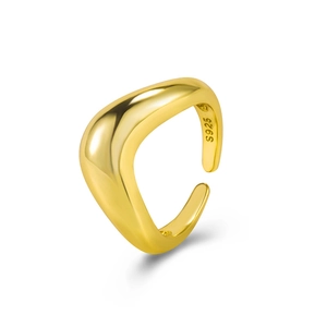 Unregelmäßiger 925 Sterling Silber vergoldeter offener Ring mit modernem Wellendesign