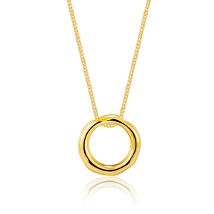 Minimalist S925 sterling silver necklace with irregular golden molten lava pendant