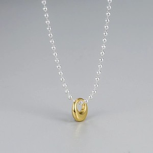 Minimalist 925 Sterling Silver Bean Pendant Necklace For Women Two Tone Gold Plated Geometric Choker Clavicle Necklace