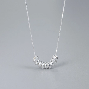 925 Sterling Silver Minimalist Beads Pendant Necklace For Women Korean Style Box Chain Chic Lucky Beads Clavicle Chain Jewelry