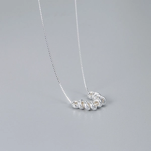 Minimalist 925 sterling silver beaded necklace with polished wheel beads on a box chain
