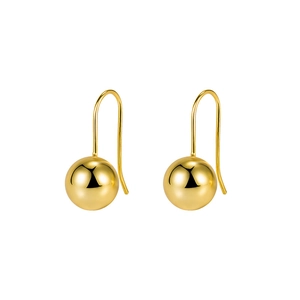 Polished gold spherical drop earrings with a minimalist hook design for women