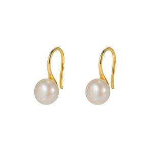Elegant S925 silver gold plated freshwater pearl earrings for women in Korean style
