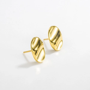 Minimalistisch 925 Sterlingsilber Geometrische Ellipse Ohrstecker Für Damen Unregelmäßige Welle Stecker Gold Silber Schmuck